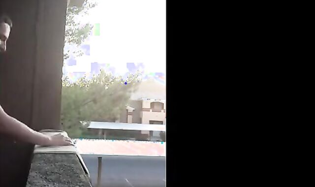 Exhibitionist Jacking Off on Balcony Almost Seen 2