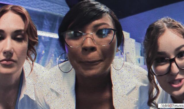 Three shemale sexdolls fuck a scientist