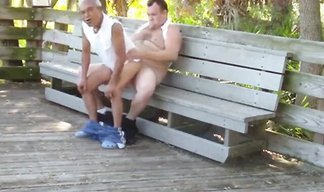 Mature Gay Couple Has Interracial Bareback Sex Outdoors