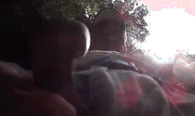 Japanese Grandpa Strips Outdoors