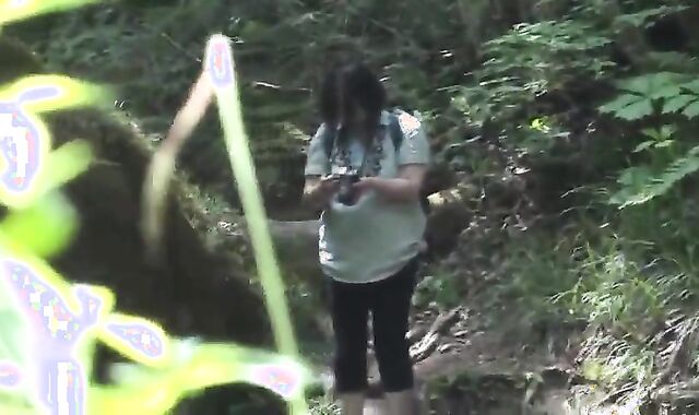 Japanese Grandpa Strips Outdoors