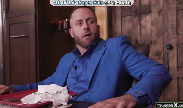 Lucky guy gets a female trans threesome