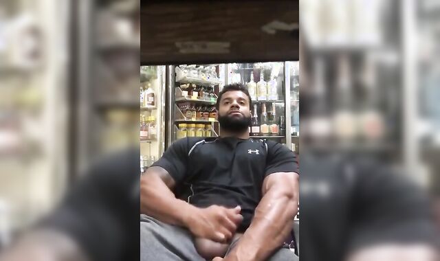 Black Stud Strokes His Big Cock Outdoors