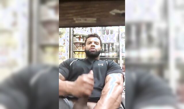 Black Stud Strokes His Big Cock Outdoors