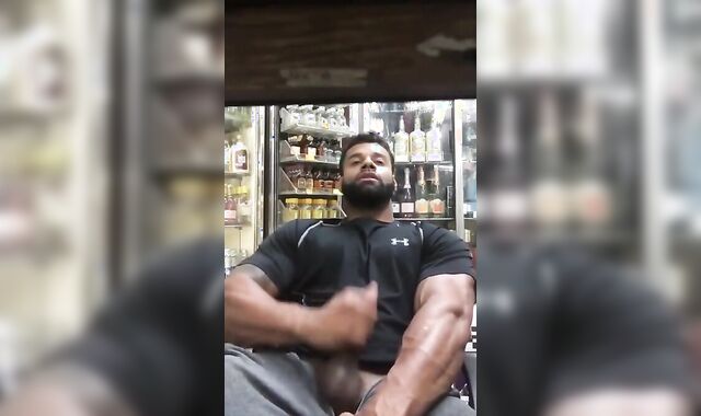 Black Stud Strokes His Big Cock Outdoors