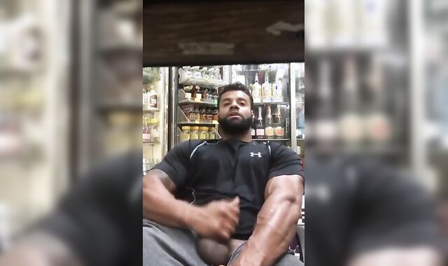 Black Stud Strokes His Big Cock Outdoors