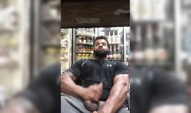 Black Stud Strokes His Big Cock Outdoors