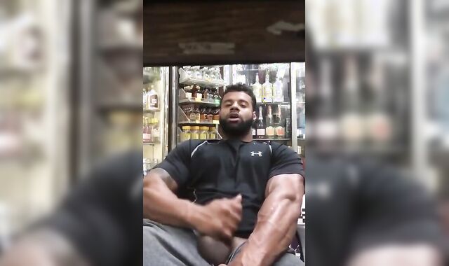 Black Stud Strokes His Big Cock Outdoors