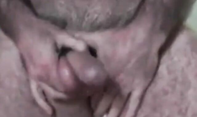 Hairy Daddy Strokes His Cock