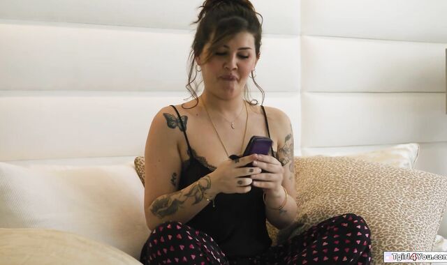 Big tits shemale anal rides with a boner