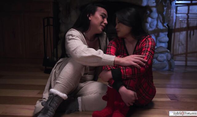 Im cozying up to my hard cock shemale gf