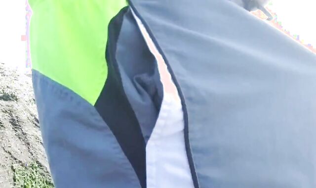 Hairy Bear Jerks Off on a Public Beach - Big Cum Shot 3