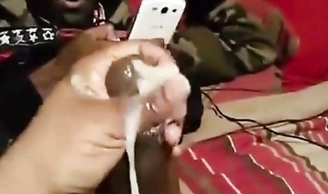 Black Stud Strokes His Massive Cock On Webcam 2