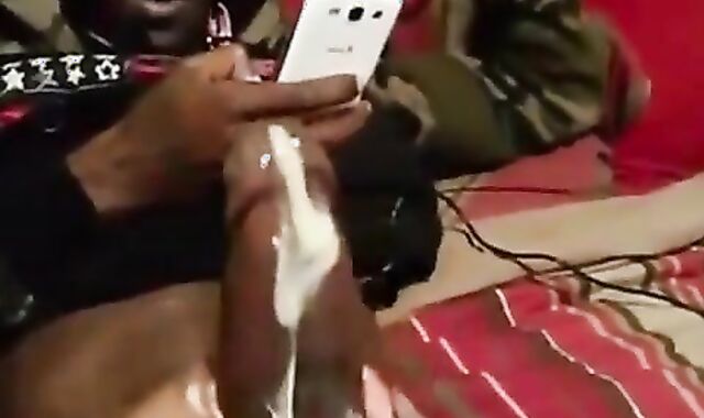 Black Stud Strokes His Massive Cock On Webcam 2