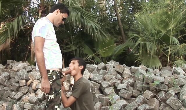 No condom Me Dad:spycam Bony Antonio railing thick wood