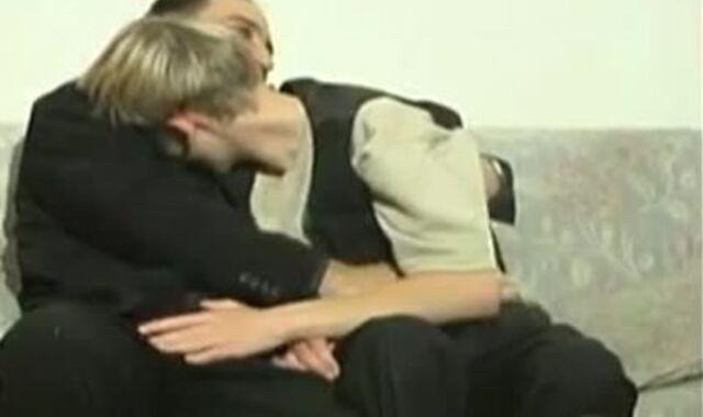 DAD poke appetizing Russian platinum-blonde Tw-nk