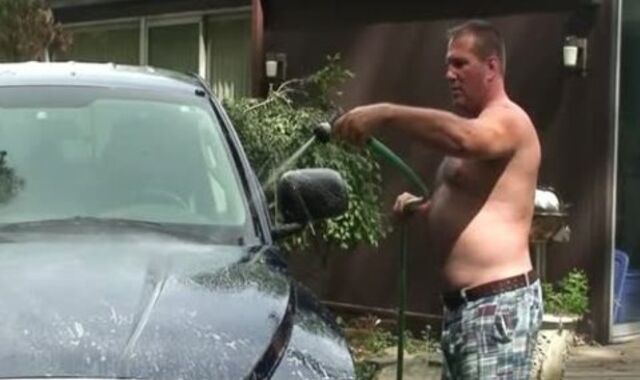 Parent Drains Off whilst Washing Van