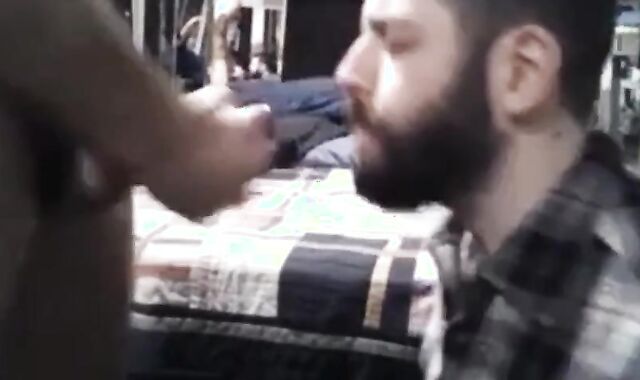 Daddy Feeds His Sub with a Load after Intense Blowjob