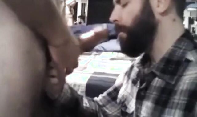 Daddy Feeds His Sub with a Load after Intense Blowjob