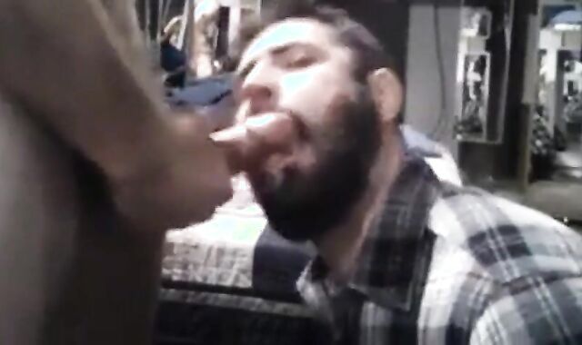 Daddy Feeds His Sub with a Load after Intense Blowjob