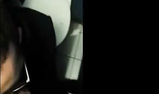 Bearded Guy Sucks Interracial Cock in a Public Restroom 2