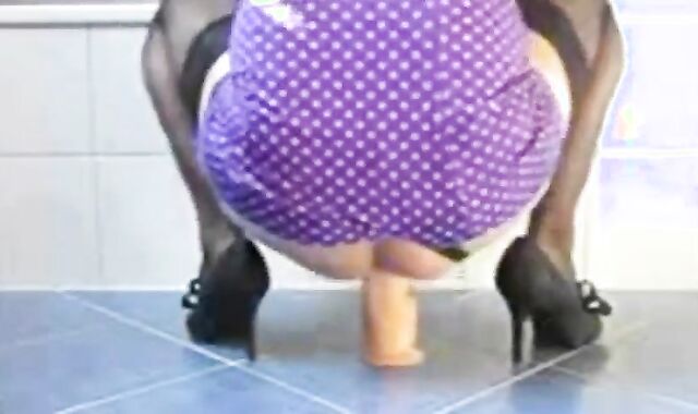 Crossdresser Rides Fat Dildo - Big Cock Amateur Solo