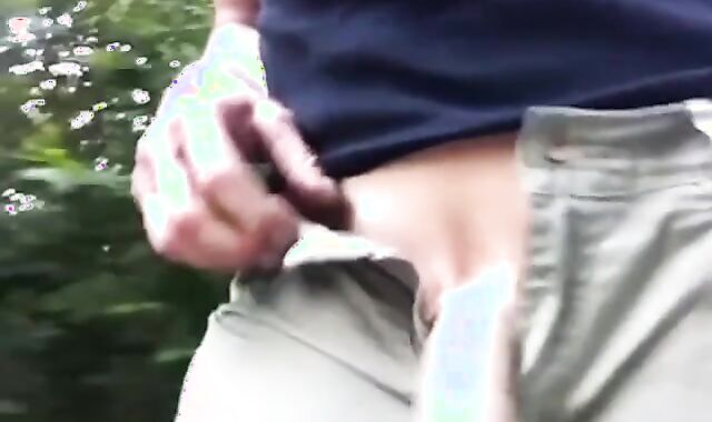 Outdoor Handjob for a Big-Cocked Hunk