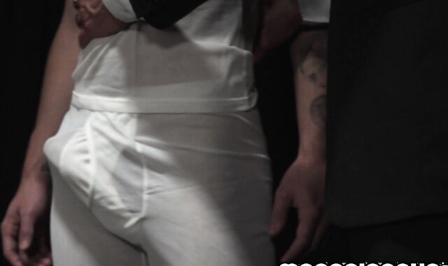 Blindfolded twink anal fucked by monster dick