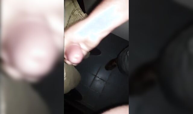 Mutual Jerk Off in a Sex Shop Video Booth: Big Cum Shot