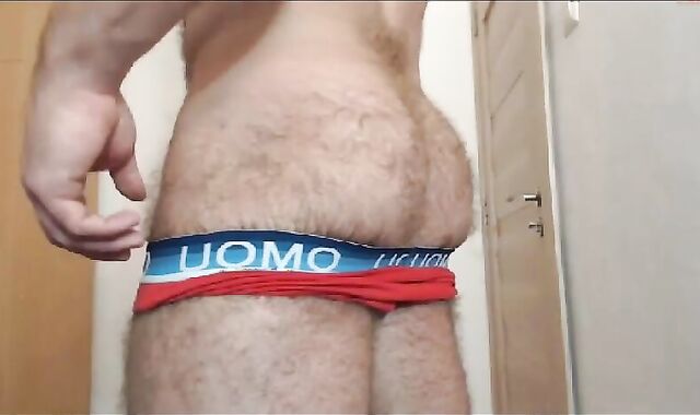 Muscle Hairy man Display And jizm