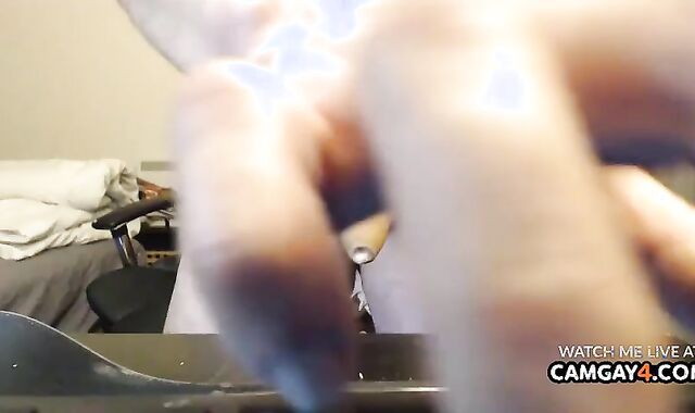 dude jizzes while Tugging His hirsute caboose With A wand