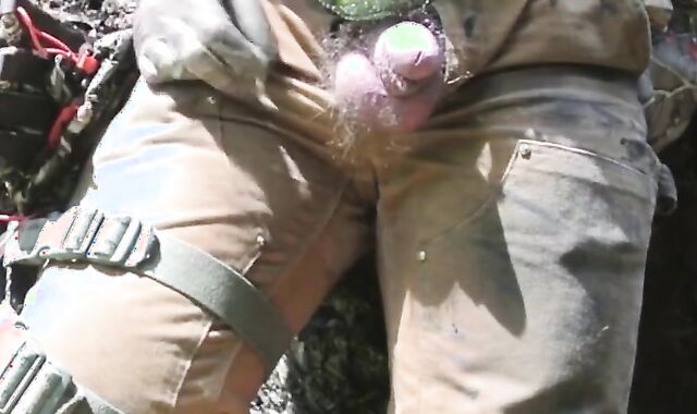 Hairy Bear Cock and Balls Pee Show