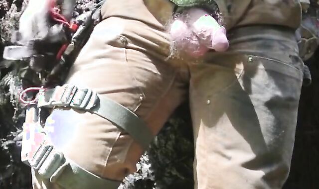 Hairy Bear Cock and Balls Pee Show