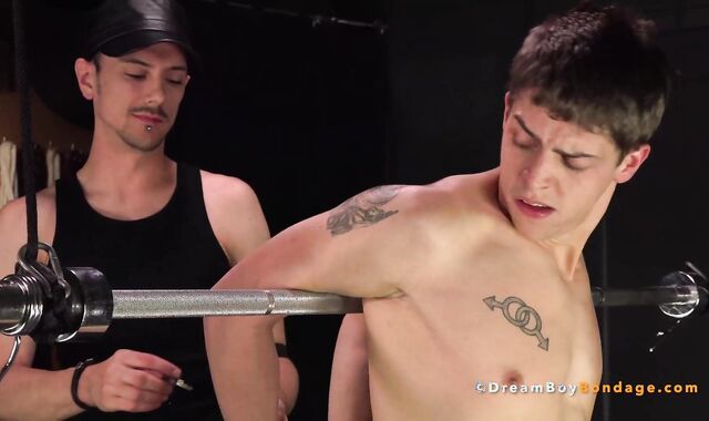 youthful fag School stiffy In thraldom Has Uncircumcised ten-Pounder Wanked before Single Tail Flogging voyeur-spycam s/m