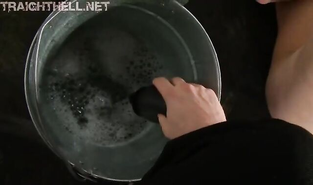 Bondaged nubile devouring ten-Pounder
