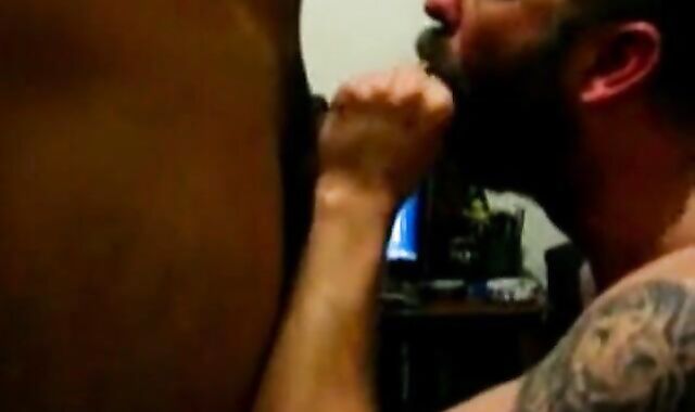 Hairy Bear Daddy Sucks Amateur Cock