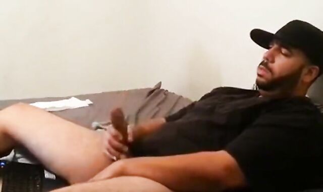 Big-Cock Mexican Daddy Strokes to Porn 2