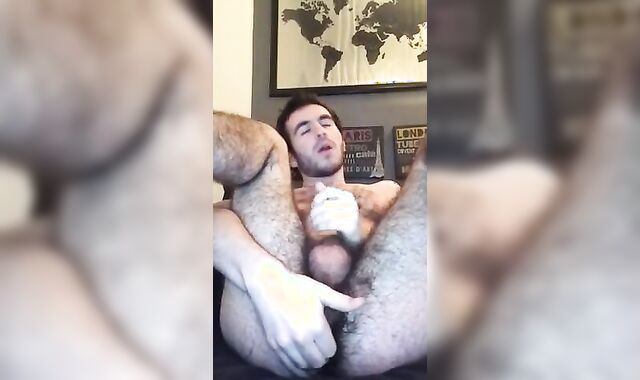 Hairy Hole Fingered by a Horny Hunk