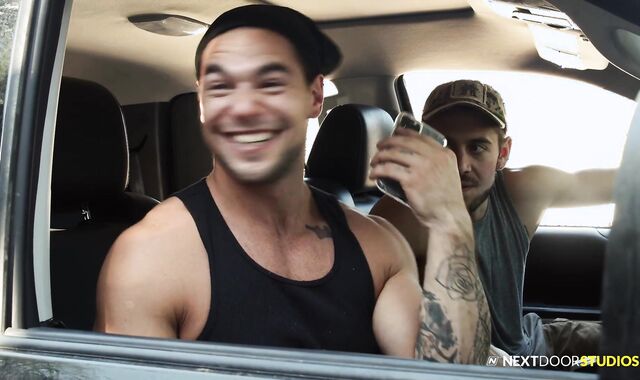 Next Door Homies voyeur-voyeur Large jizz-shotgun Lance Ford getting a facial cumshot