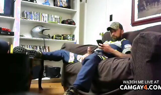 senior Bearded man Fapping In web cam