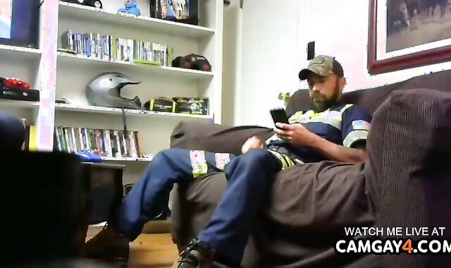 senior Bearded man Fapping In web cam