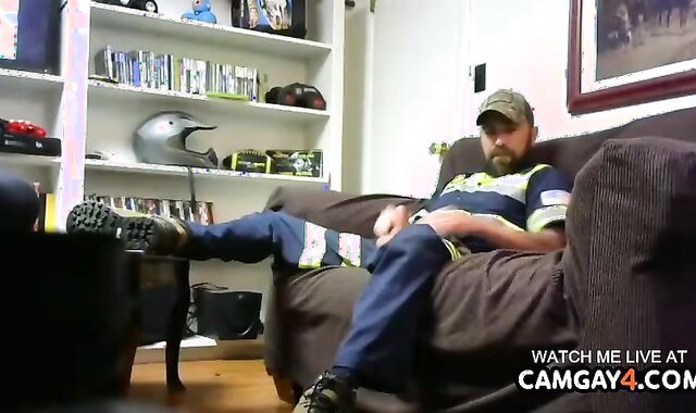 senior Bearded man Fapping In web cam