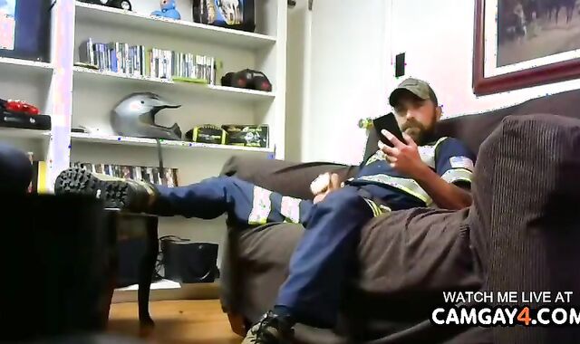 senior Bearded man Fapping In web cam