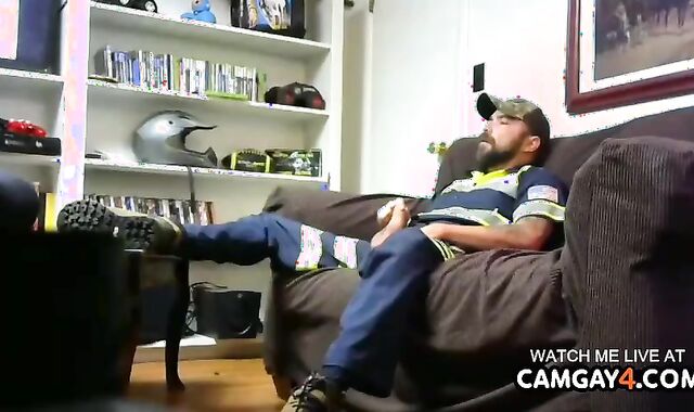 senior Bearded man Fapping In web cam