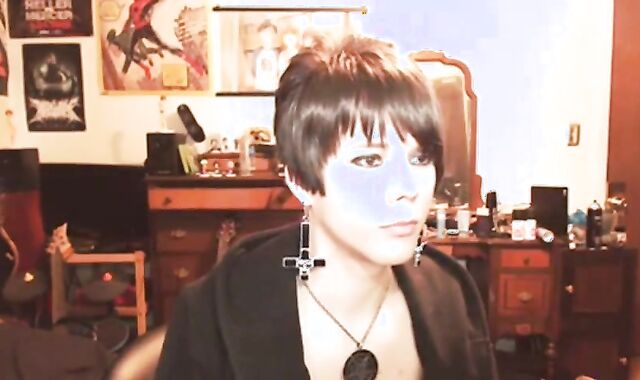 Short-Haired Crossdresser Cutie on Webcam