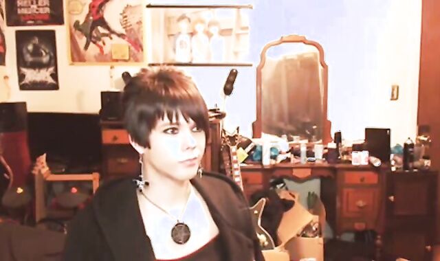 Short-Haired Crossdresser Cutie on Webcam