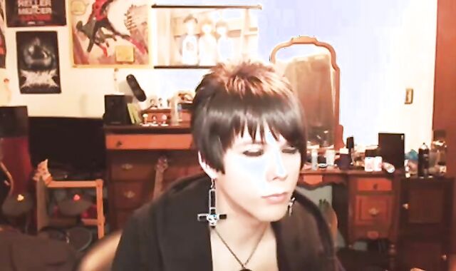 Short-Haired Crossdresser Cutie on Webcam