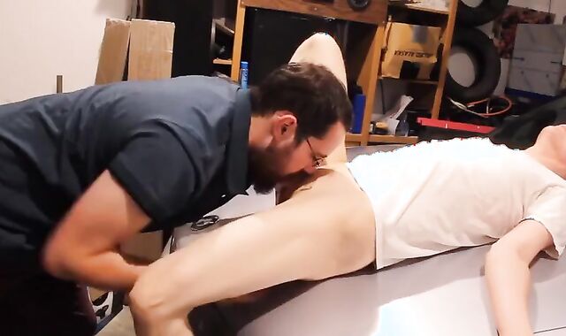 First-timer butt licking on web cam