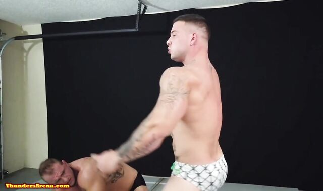 Tatted Muscle lads Grappling