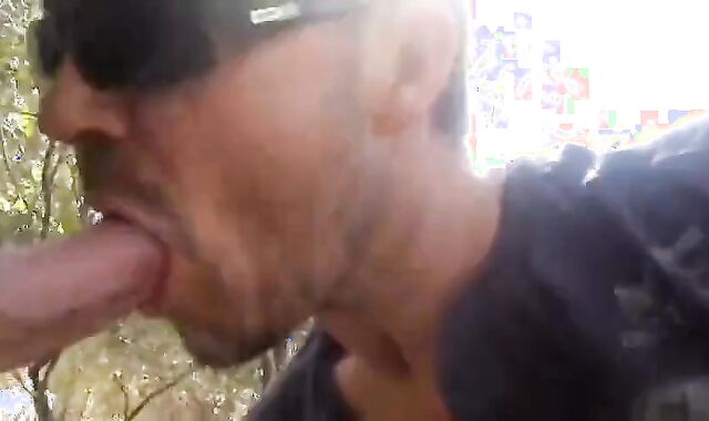 Big-Cock Blowjob in the Woods with a Buddy